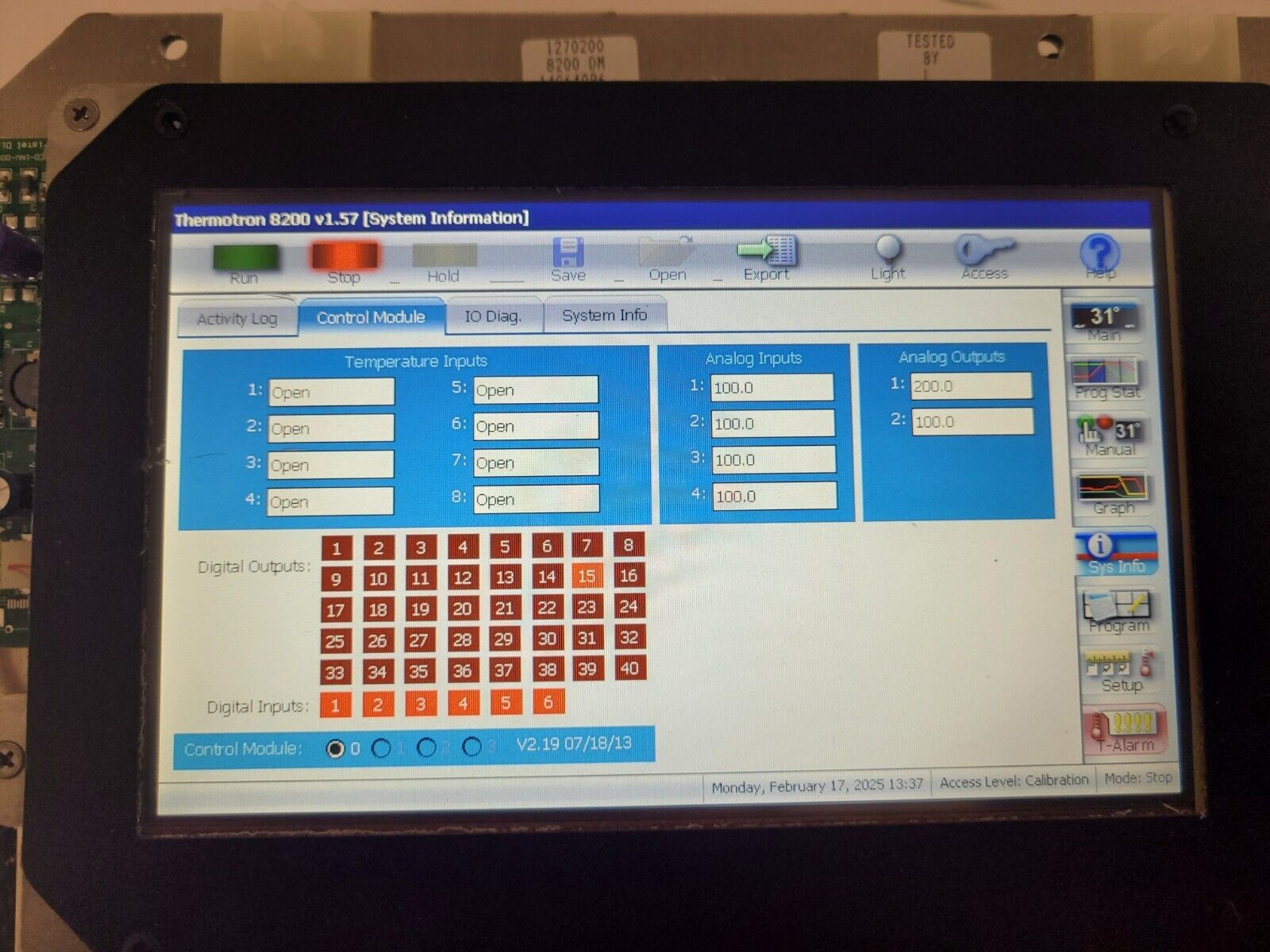 Thermotron 8200 Main Control Board HMI Touchscreen Termperature Chamber Panel