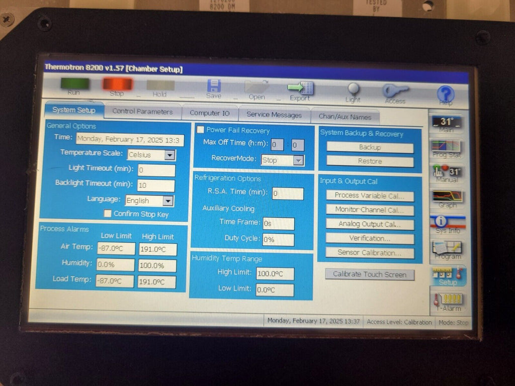 Thermotron 8200 Main Control Board HMI Touchscreen Termperature Chamber Panel