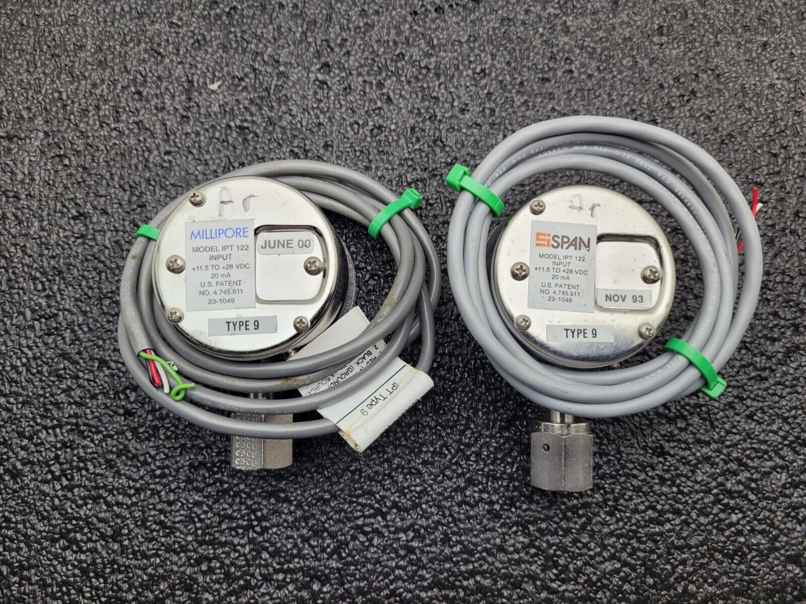 Lot of 2x Millipore & Span Pressure Gauge Type 9 IPT 122 11.5-28VDC 20mA