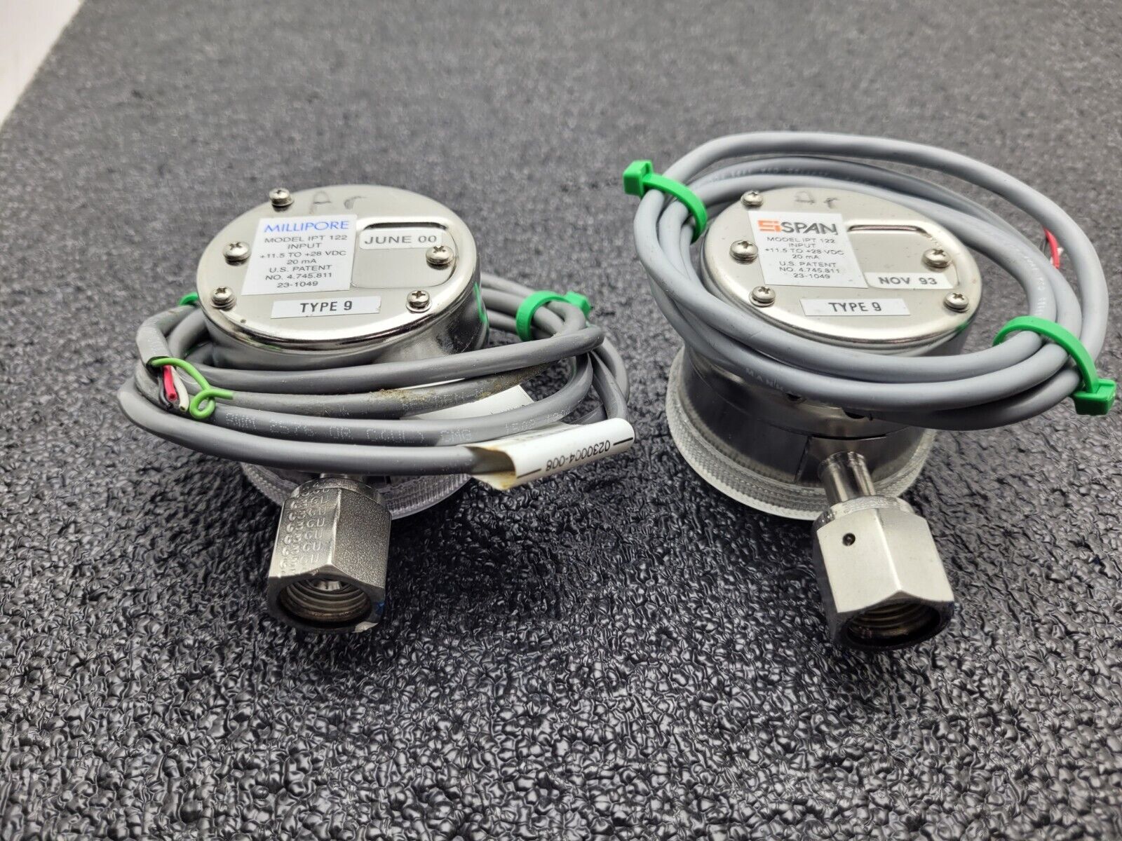 Lot of 2x Millipore & Span Pressure Gauge Type 9 IPT 122 11.5-28VDC 20mA