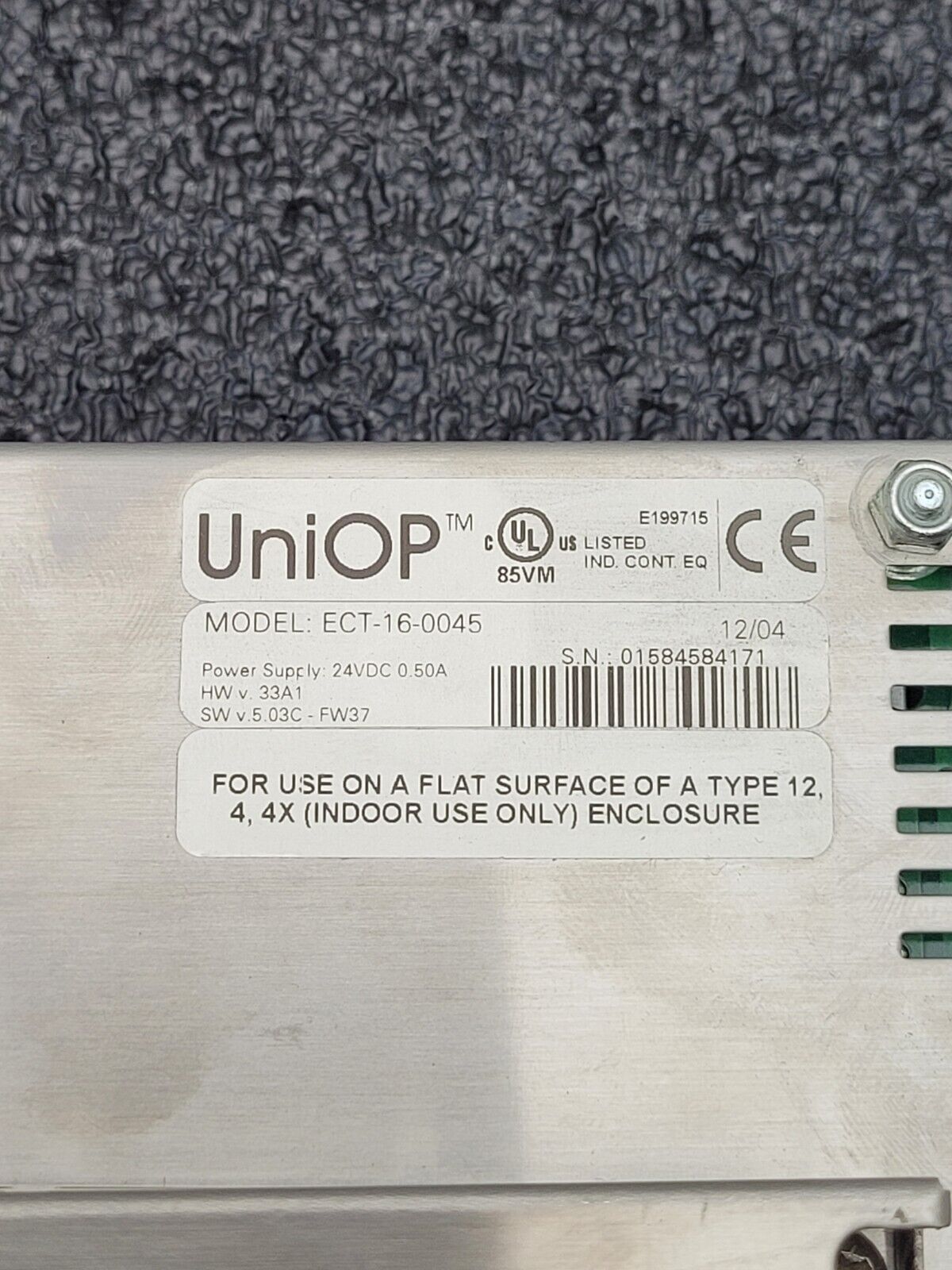 UNIOP Exor ECT-16-0045 6" HMI Touch screen Machine Control Panel