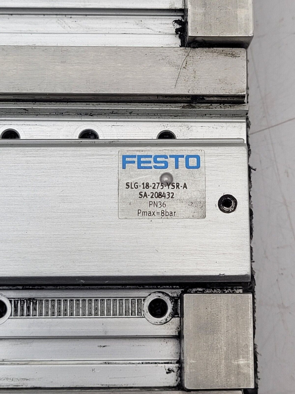 Lot of 2x FESTO SLG-18-275-YSR-A SA-208432 Linear Drive Air Actuator says: leaks