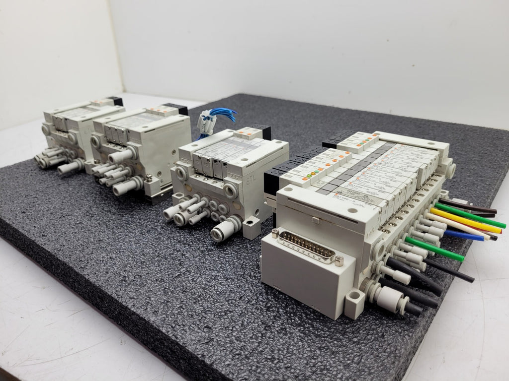 4x SMC Pneumatic Valve Block Solenoid Manifold 24VDC 26 Valves Total Lot E DB25