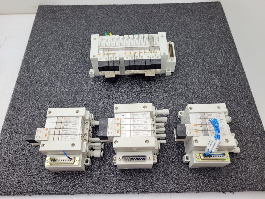 4x SMC Pneumatic Valve Block Solenoid Manifold 24VDC 26 Valves Total Lot E DB25