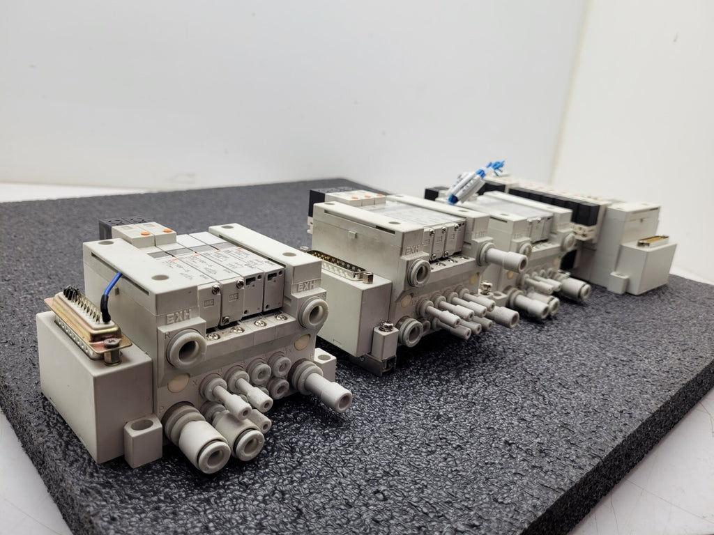 4x SMC Pneumatic Valve Block Solenoid Manifold 24VDC 26 Valves Total Lot E DB25