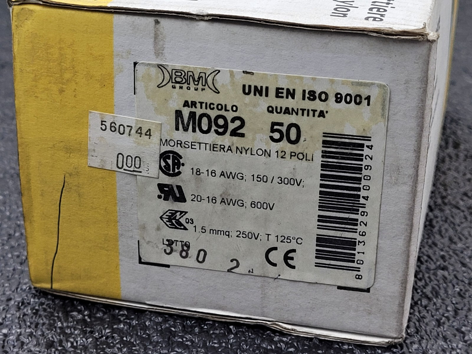 Box of 50 New BM GROUP M092 Nylon Terminal Block 12 Position 16-20AWG 600V