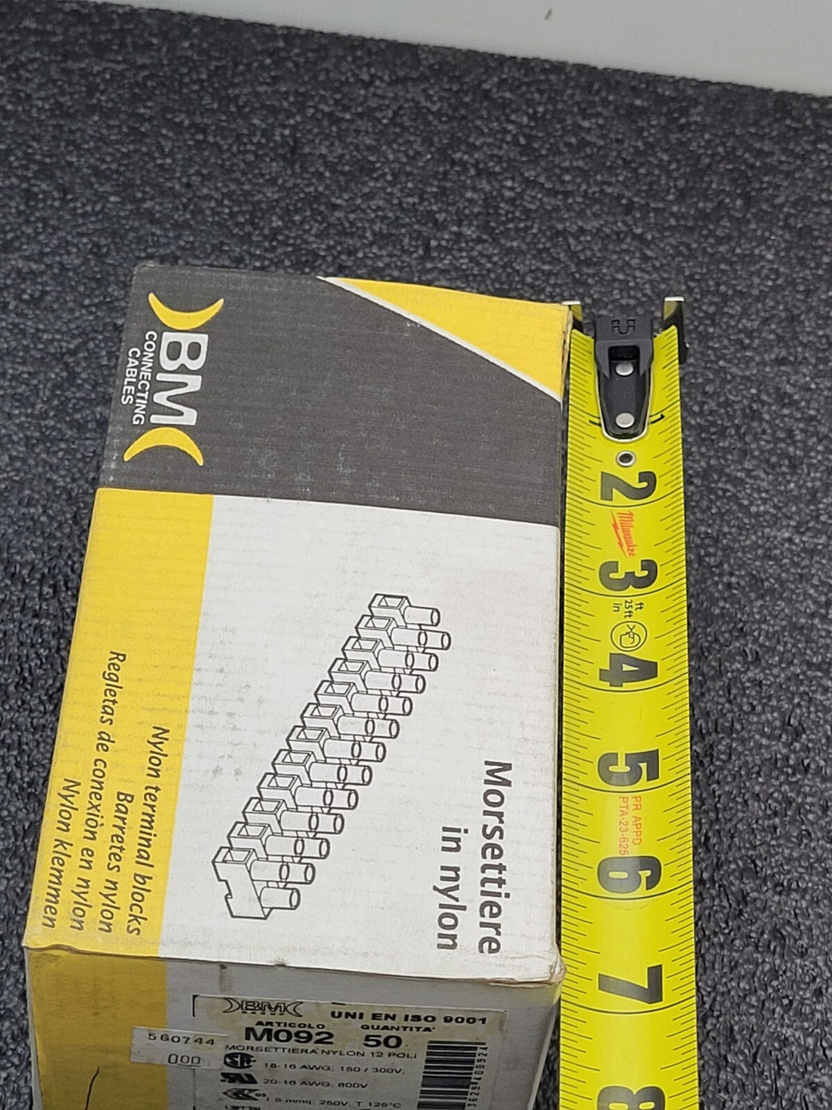 Box of 50 New BM GROUP M092 Nylon Terminal Block 12 Position 16-20AWG 600V