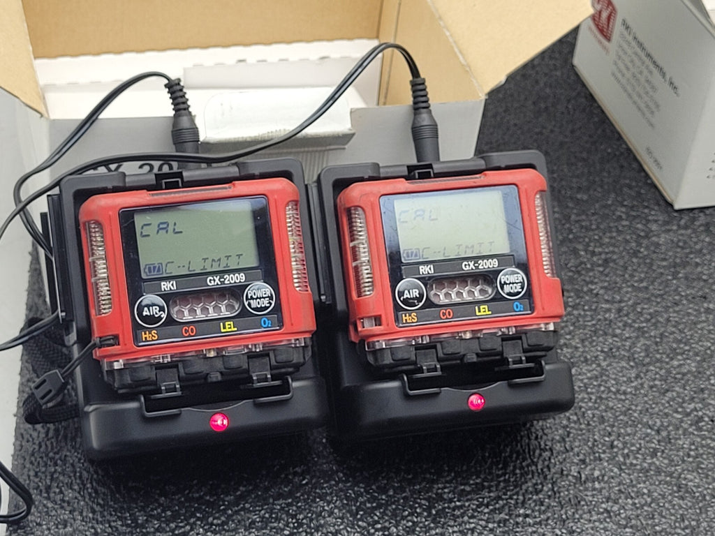 Lot of 2  RKI GX-2009 PT#72-0314RKC 3Gas LEL/H2S/CO Monitor One Fails Cal.
