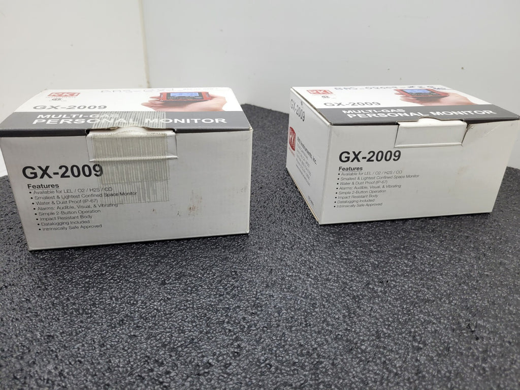 Lot of 2  RKI GX-2009 PT#72-0314RKC 3Gas LEL/H2S/CO Monitor One Fails Cal.