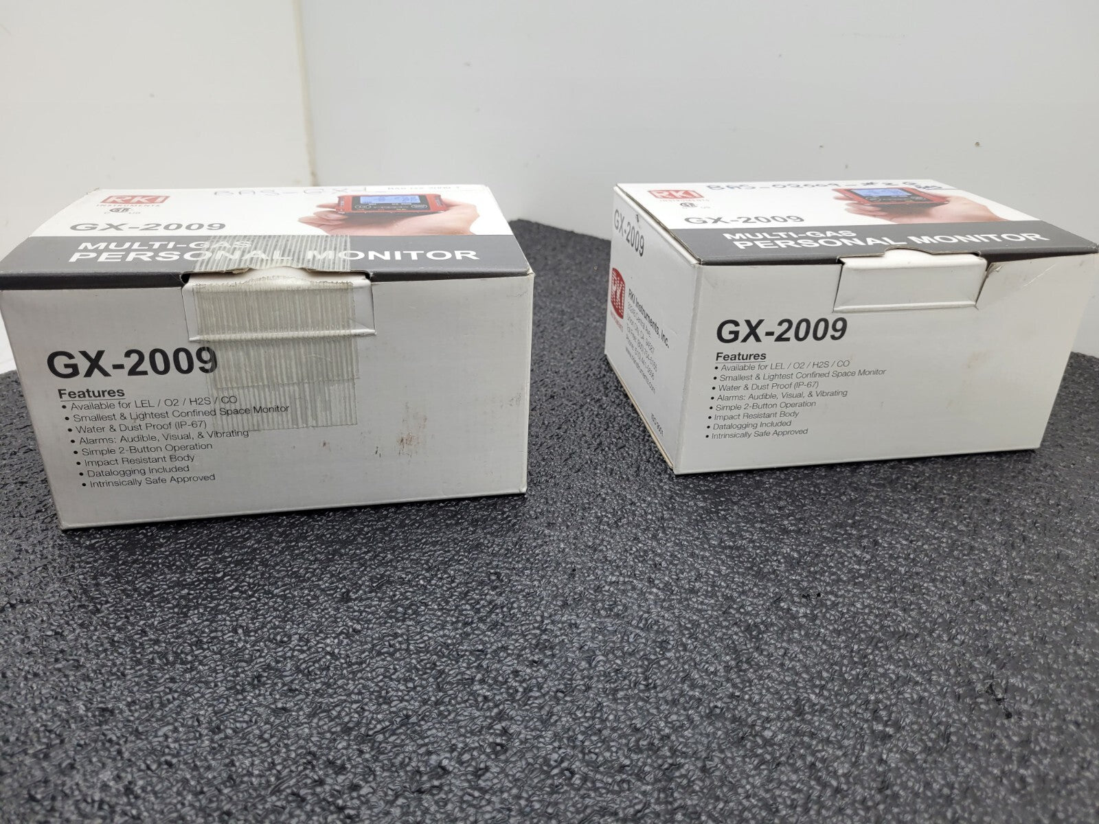 Lot of 2  RKI GX-2009 PT#72-0314RKC 3Gas LEL/H2S/CO Monitor One Fails Cal.