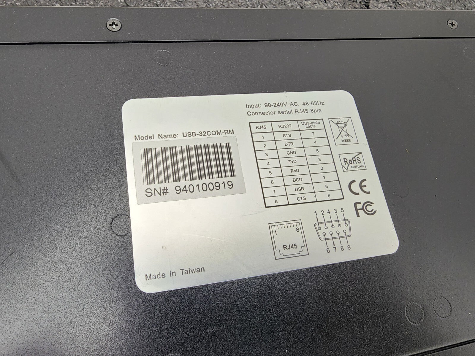 Coolgear USB to 32 Port COM RS-232 Serial Adapter FTDI Chipset USB-32COM-RM Ears