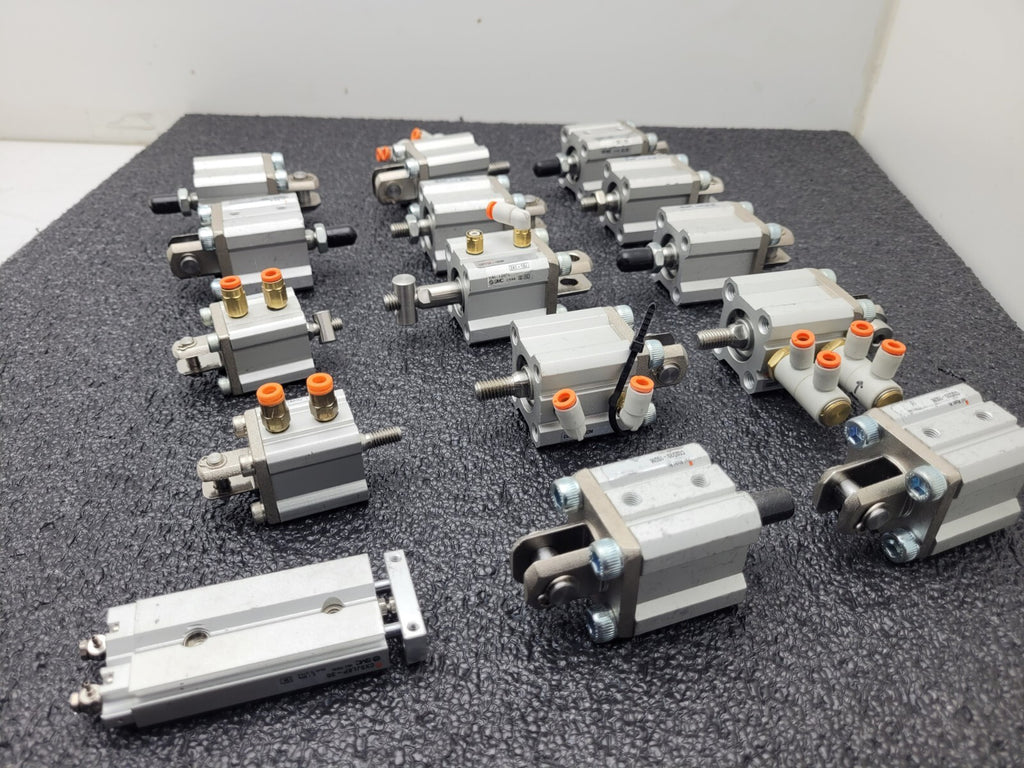 Lot of 15 SMC CQ2D20-15DM-W / CQ2D2015DMW Push Pull Pnuematic Compact Cylinder