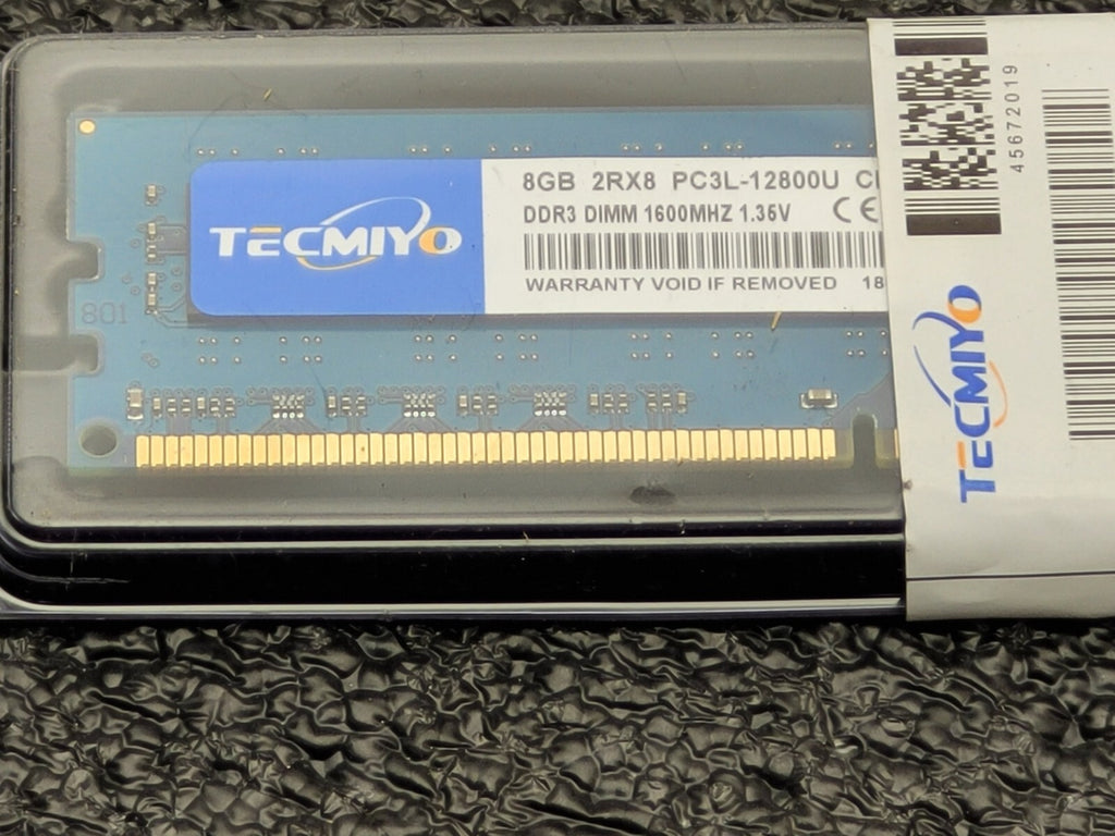 Lot of 9x TECMIYO 8GB PC3L-12800U DDR3 1600MHz PC3 Ram
