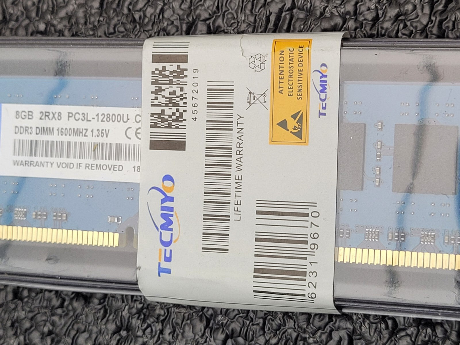Lot of 9x TECMIYO 8GB PC3L-12800U DDR3 1600MHz PC3 Ram