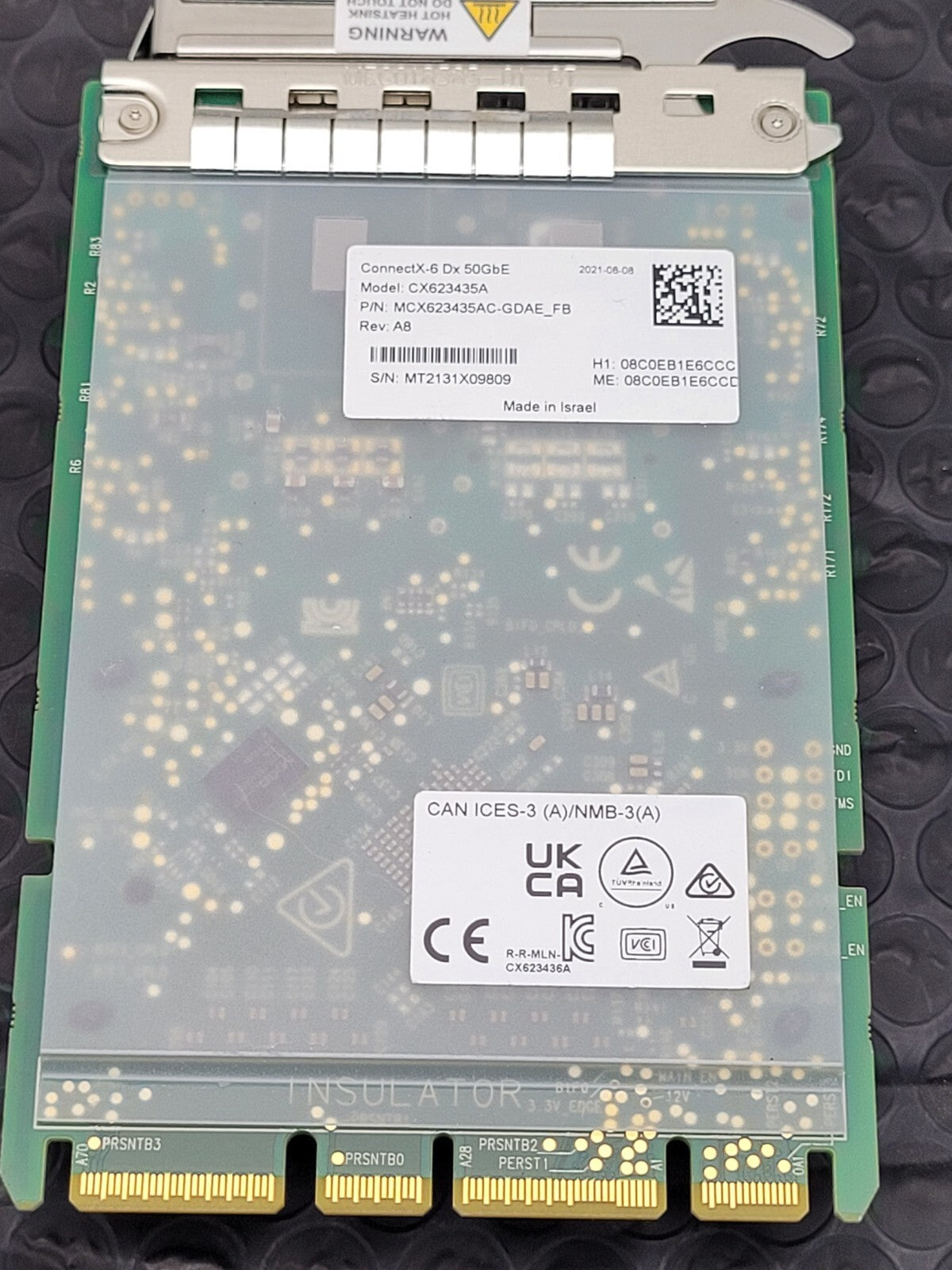 4x Mellanox ConnectX-6 FB Single Port Dx 50GbE Adapter Card MCX623435AC-CDAE_FB