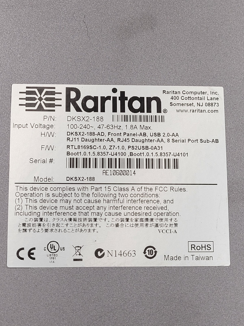 Raritan DKSX2-188 8 Port KVM Over IP Switch Dominion KSX II 8 serial port 8 KVM
