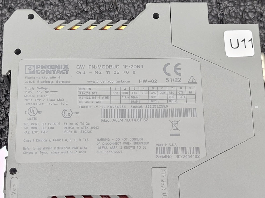 Phoenix Contact GW PN/MODBUS 1E/2DB9 Interface Converter 1105708