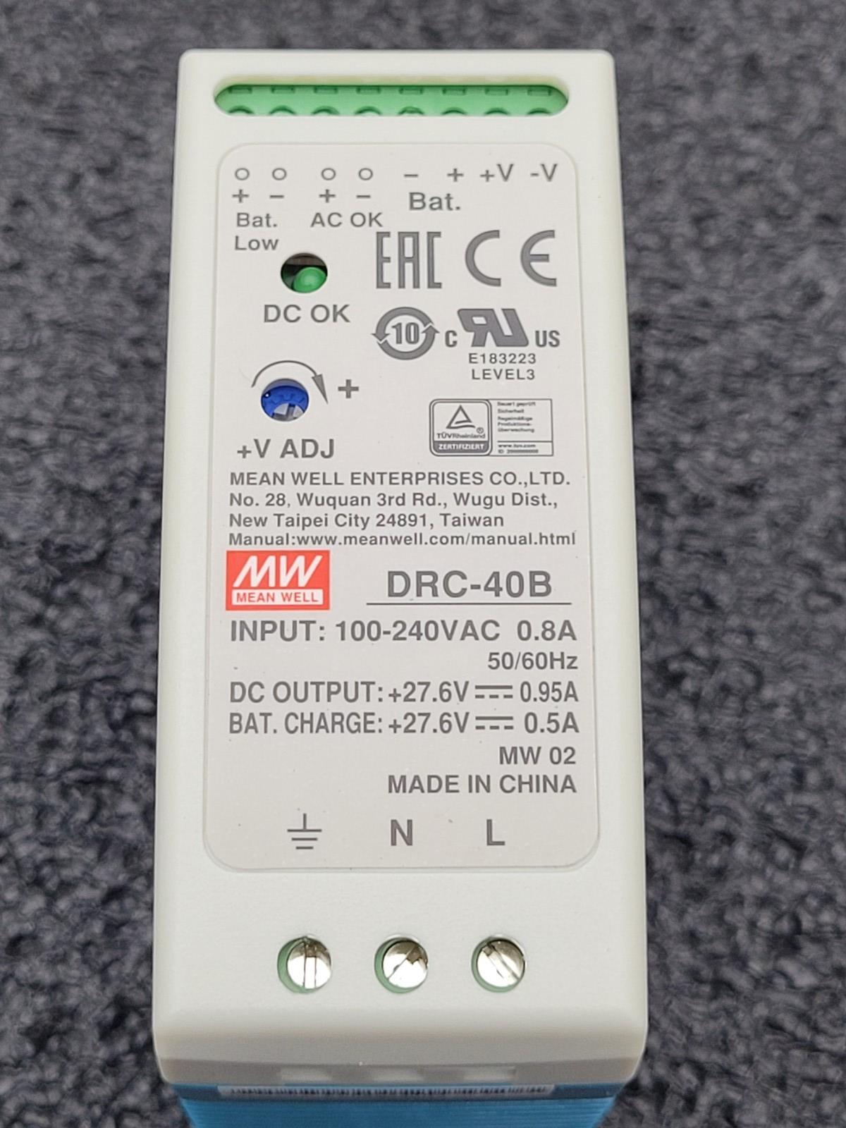 Mean Well DRC-40B Switching Power Supply DIN Rail 40W 27.6V UPS Battery Charger