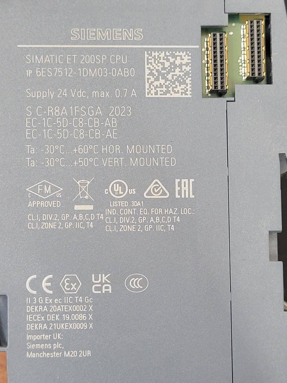 SIEMENS SIMATIC CPU MODULE ET 200SP F-CPU 6ES7 512-1DM03-0AB0