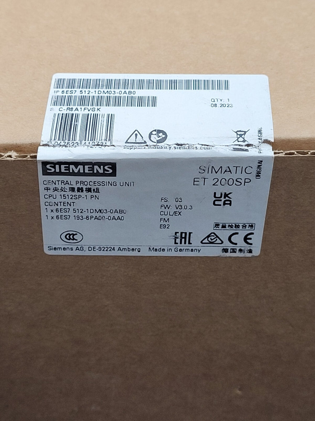 SIEMENS SIMATIC CPU MODULE ET 200SP F-CPU 6ES7 512-1DM03-0AB0
