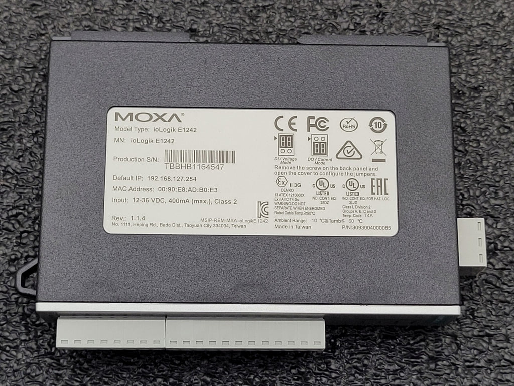 Moxa ioLogik E1242 Universal 4xAI 4xDI 4xDIO 2x Ethernet TCP I/O Controller