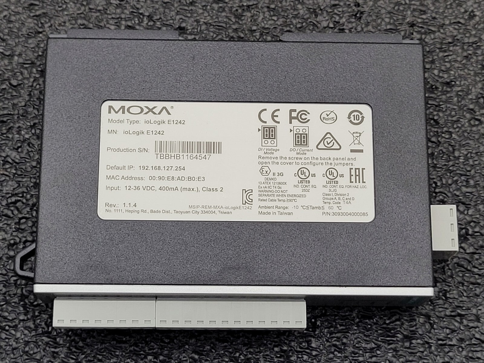 Moxa ioLogik E1242 Universal 4xAI 4xDI 4xDIO 2x Ethernet TCP I/O Controller