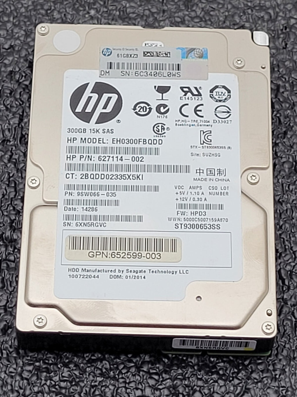 HP EH0300FBQDD 627114-002 2.5" 300GB 15K SAS Hard Drive