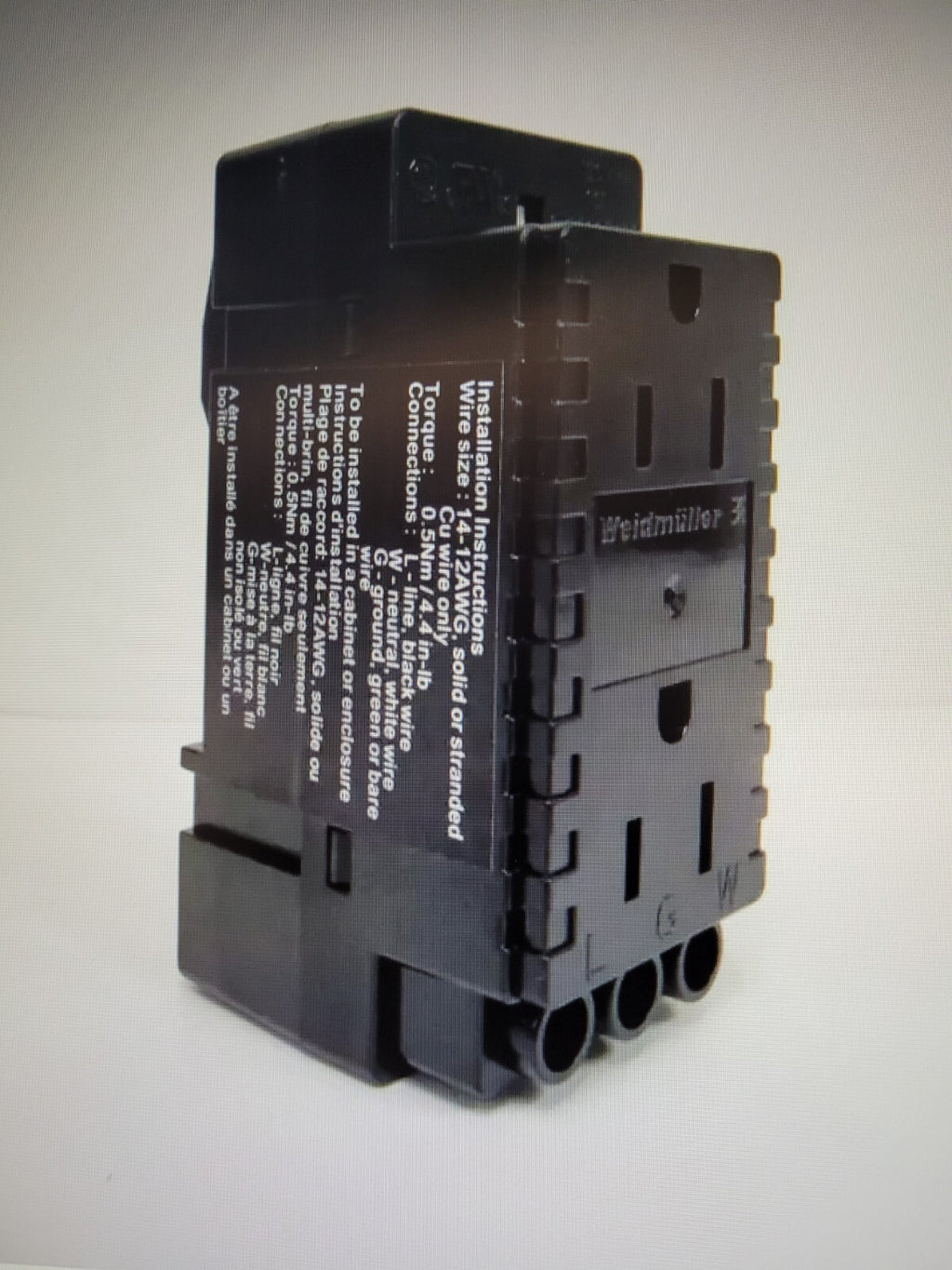 Lot of - 4 Weidmuller DIN-Rail 120VAC Duplex Outlet w/LED, 15A, 42mm Rail Mount