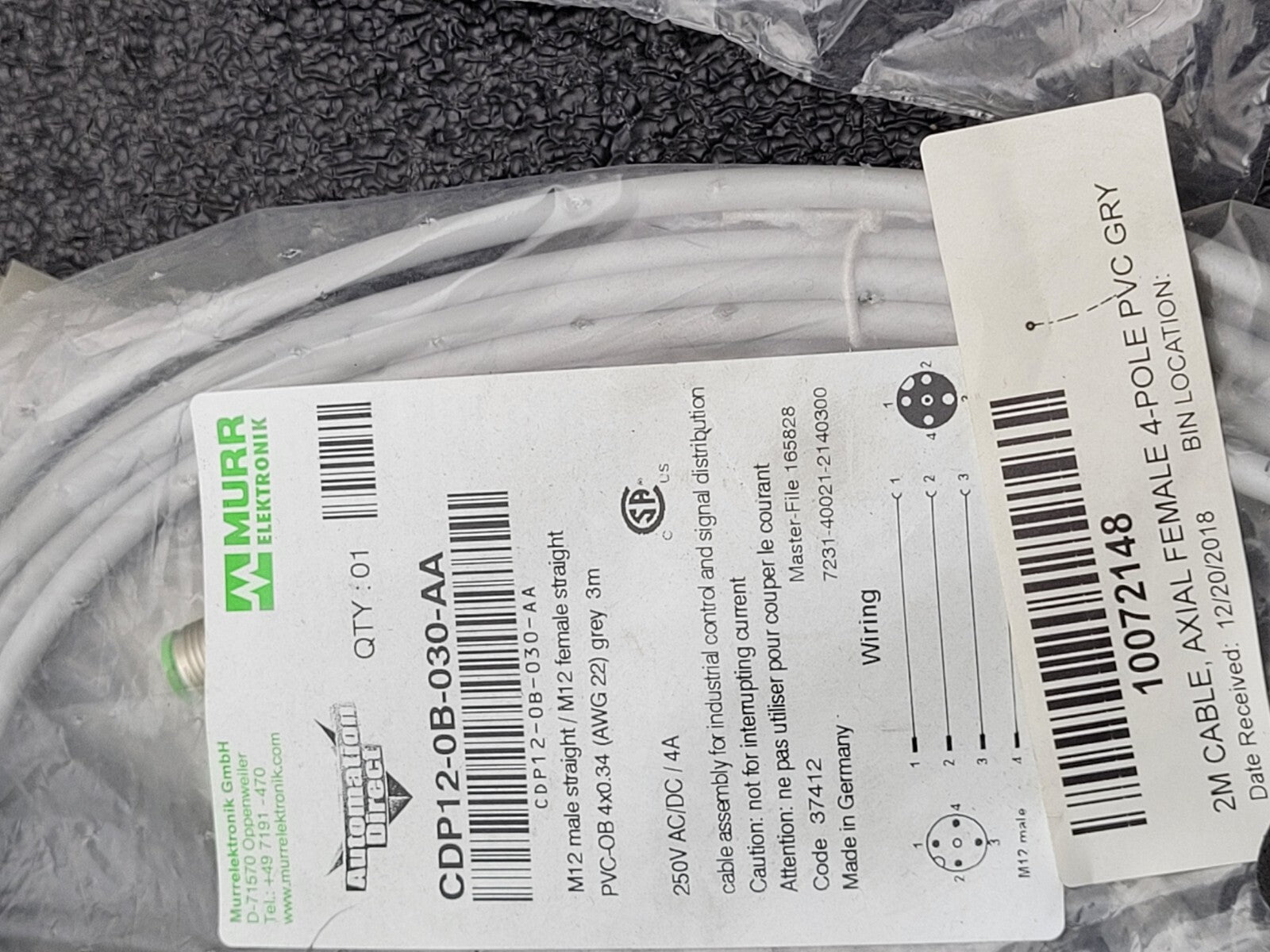 NEW AUTOMATION DIRECT 1x CD12M-0B-070-C1 CORDSET 3x CD12M-0B-030-AA