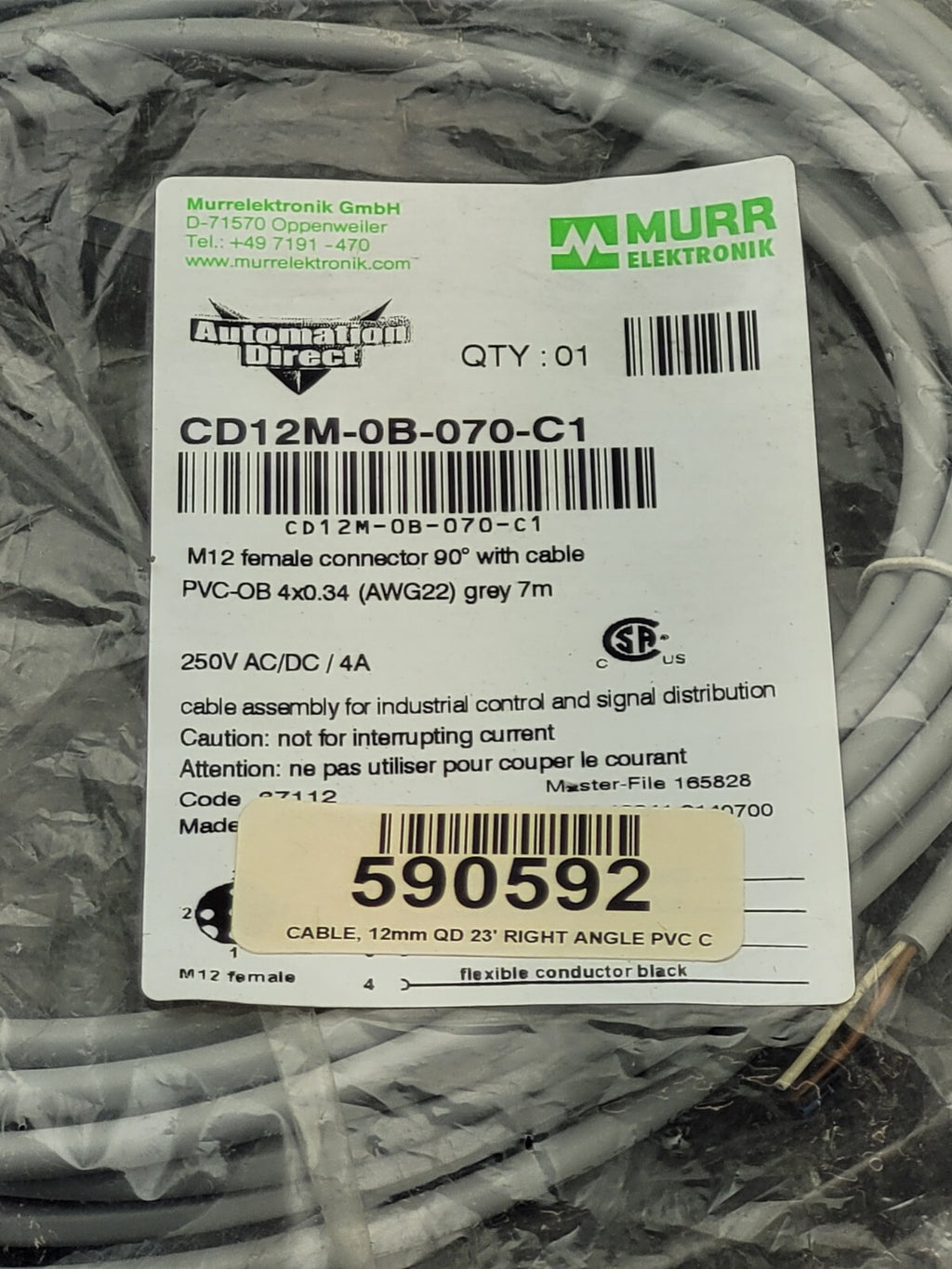 NEW AUTOMATION DIRECT 1x CD12M-0B-070-C1 CORDSET 3x CD12M-0B-030-AA