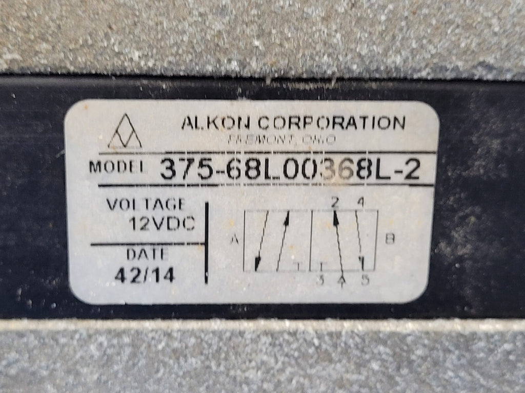 Alkon Corp Pneumatic Valve Block 375-68L00368L-2 12VDC Solenoid Coil