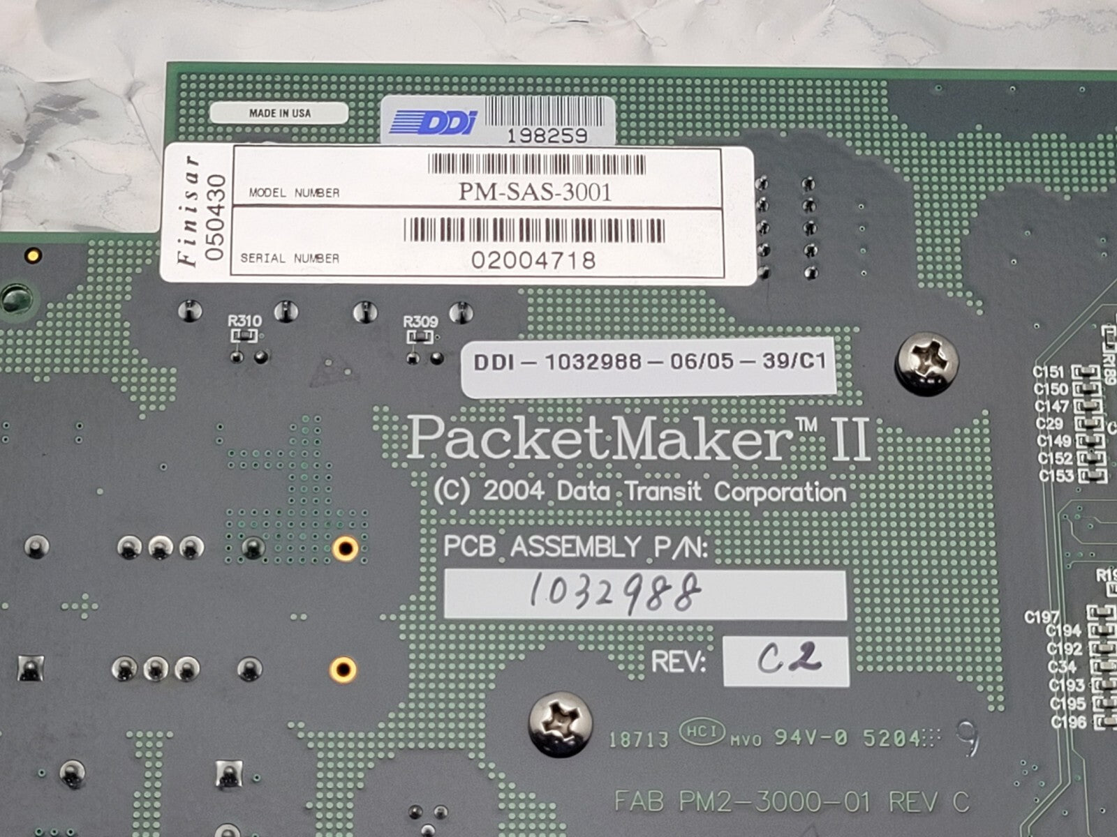 Finisar PM-SAS-3001 DDI-1032988-06/05-39/C1 PacketMaker II Data Transit SATA PCI