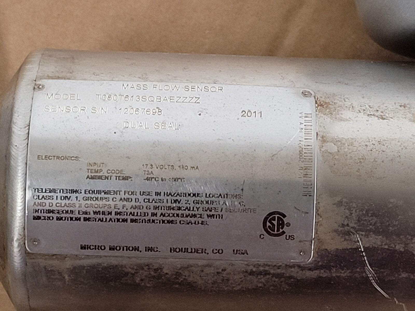 Micro Motion T050T613SQBAEZZZZ Mass Flow Sensor T Series Coriolis Meter 1/2"
