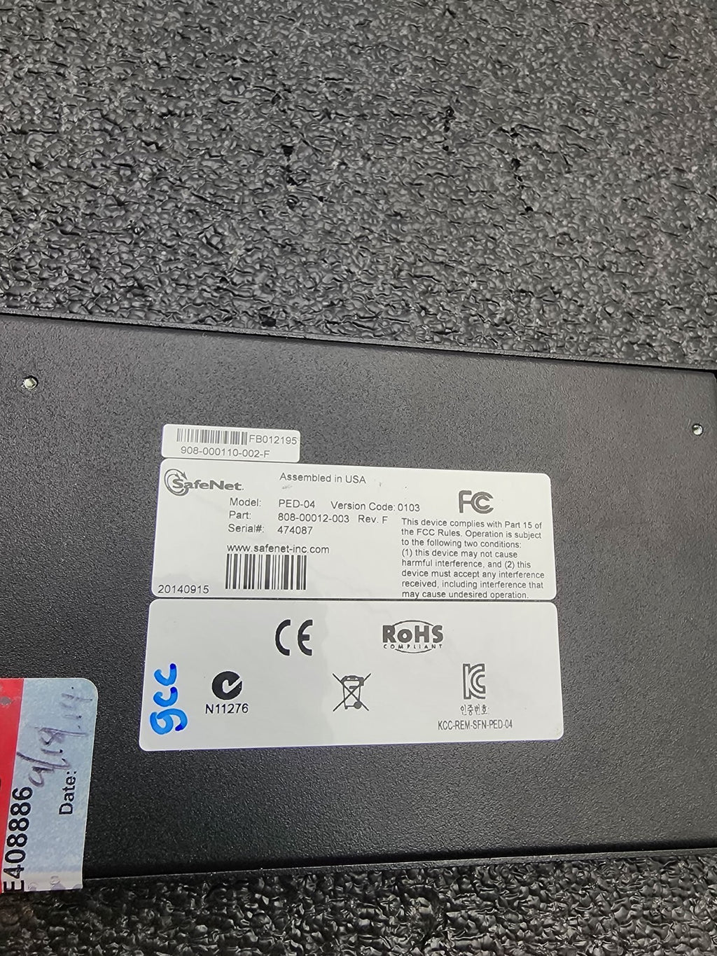 SAFENET LUNA PDE-04 KEYPAD 808-00012-003 Rev F