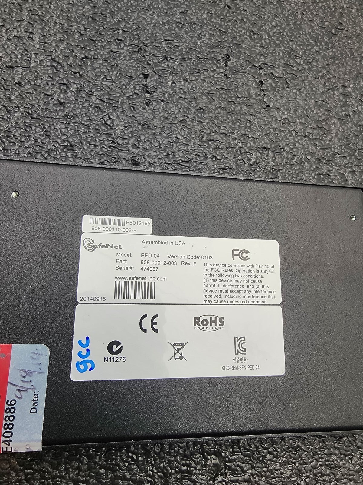 SAFENET LUNA PDE-04 KEYPAD 808-00012-003 Rev F