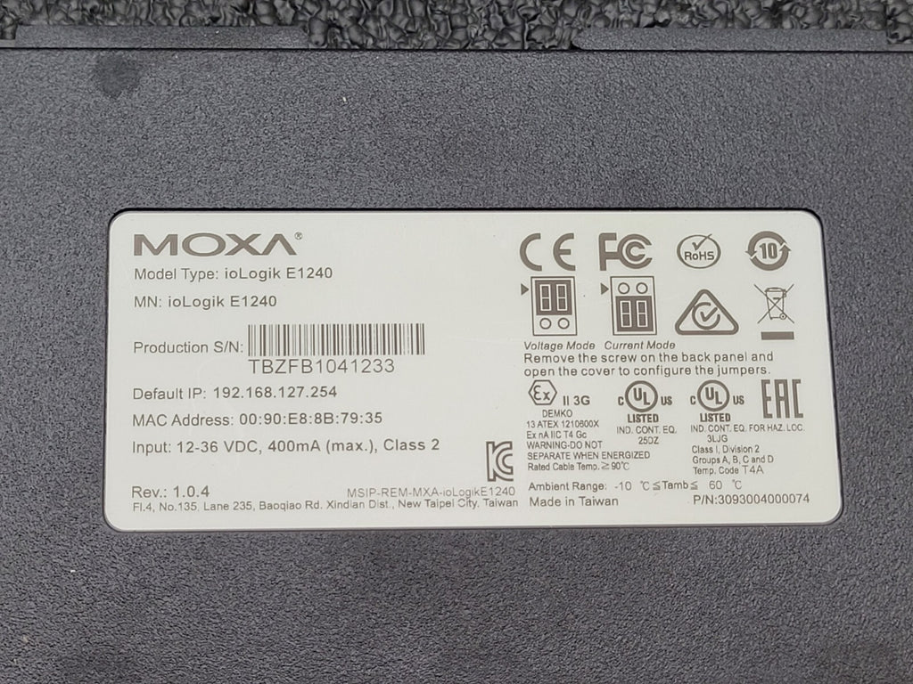 MOXA ioLogik E1240 Remote Ethernet I/O Module