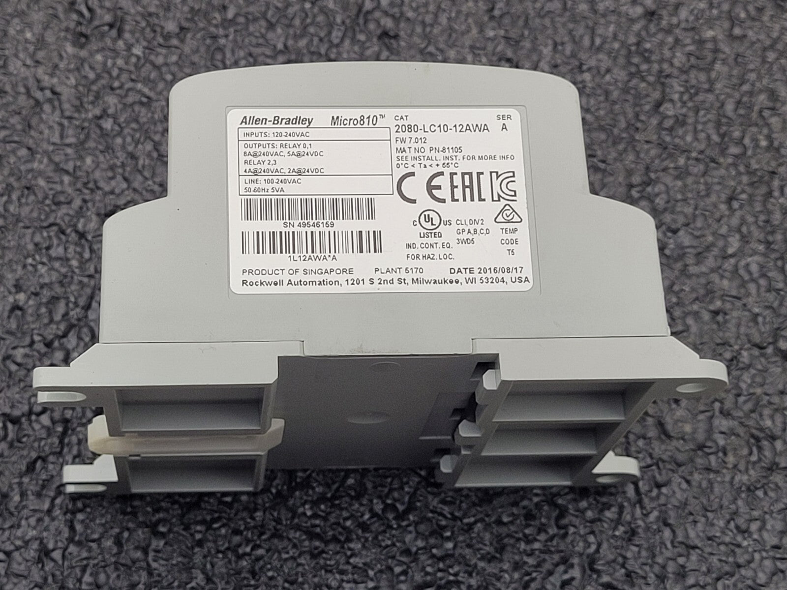 Allen-Bradley 2080-LC10-12AWA Micro810 12 l/O Smart Relay Controller PLC