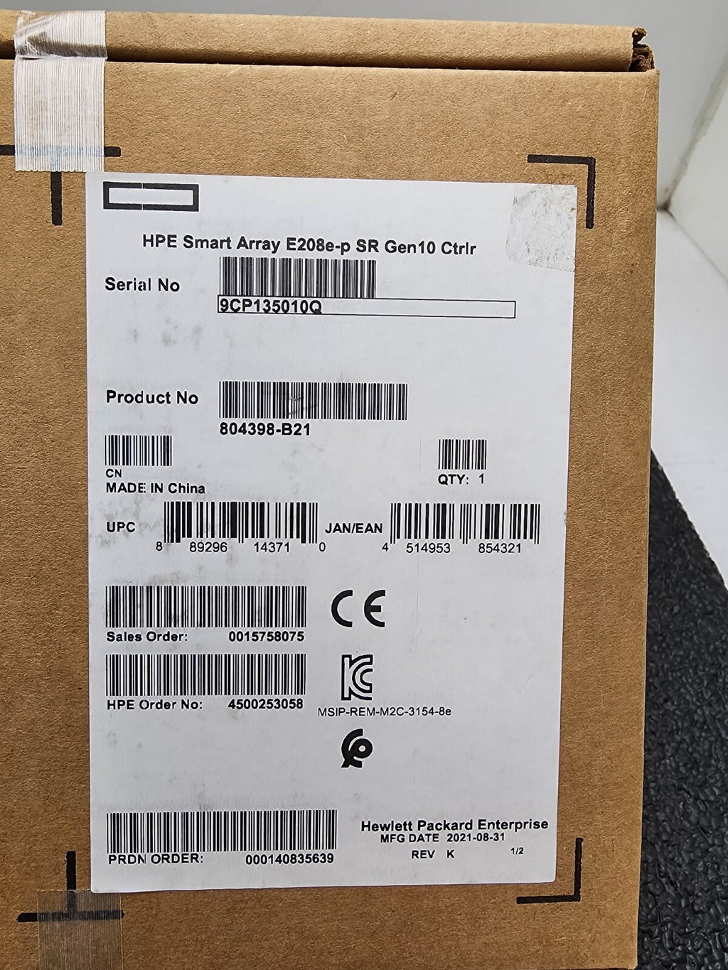 HPE ProLiant Gen10 Peripheral Controller 804398-B21 Smart Array E208e-p SR Gen10