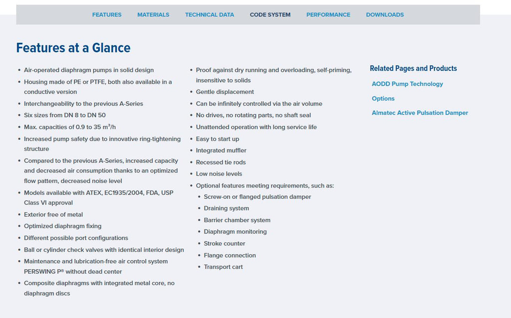 Almatec E25TTT-GS Air Powered High Purity Chemical Diaphragm AODD Pump PTFE