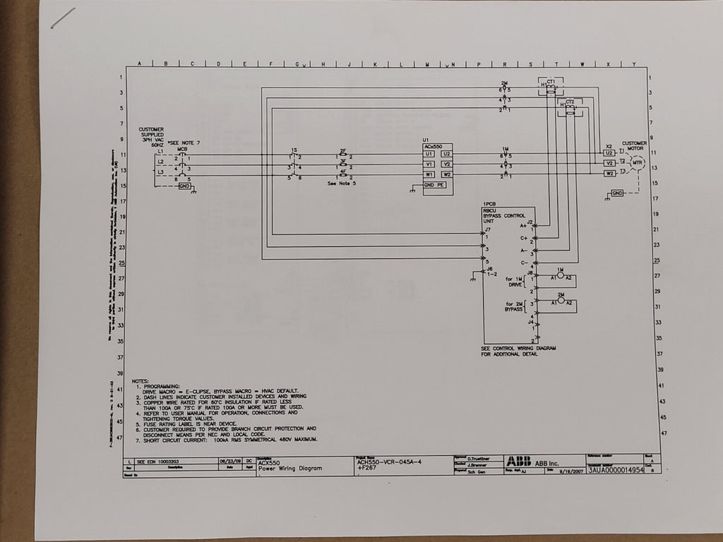ACH550-VCR-045A-4+F267 ABB 30HP 380-480VAC 44 AMPS Driver/bypass Control Unit