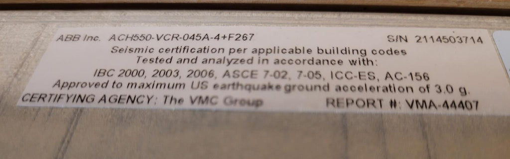 ACH550-VCR-045A-4+F267 ABB 30HP 380-480VAC 44 AMPS Driver/bypass Control Unit