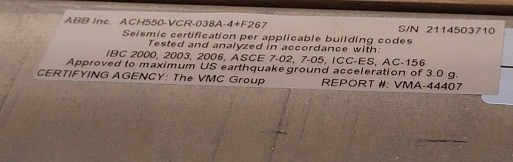 NEW ABB ACH550-VCR-038A-4+F267 ABB 38A 460V 25HP ACH550 Missing Bypass Control