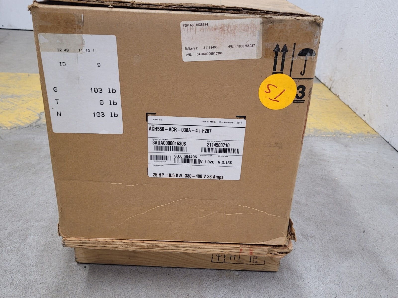 NEW ABB ACH550-VCR-038A-4+F267 ABB 38A 460V 25HP ACH550 Missing Bypass Control