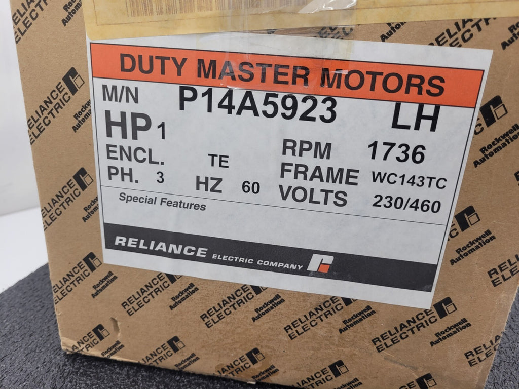 Reliance Electric Motor P14A5923 1HP 1736 RPM Brake Motor 230/460V/60HZ +encoder