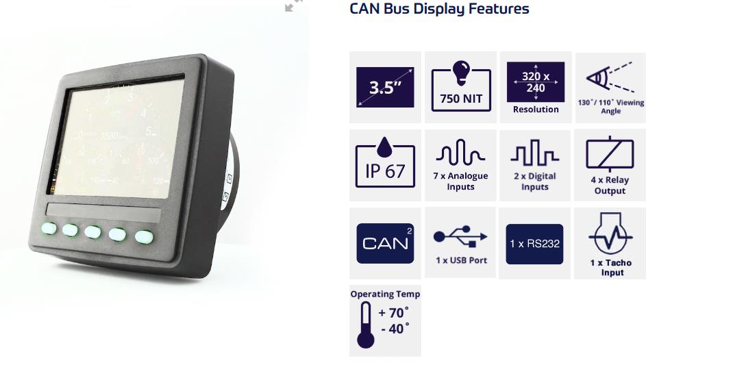 V3 Veethree C320 3.5″ CAN Bus Display Color LCD Diesel Engine Control Monitor