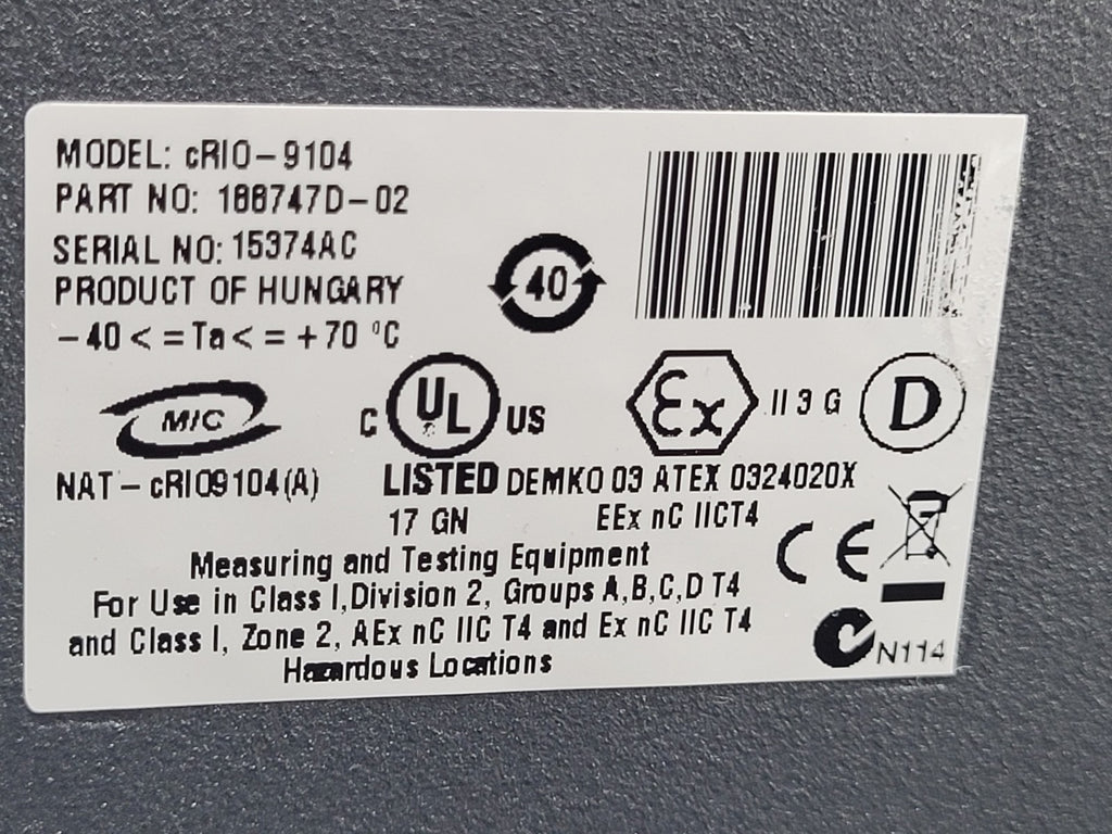 National Instruments NI cRIO-9104 8-Slot FPGA Chassis 188747D-02 Working Pull
