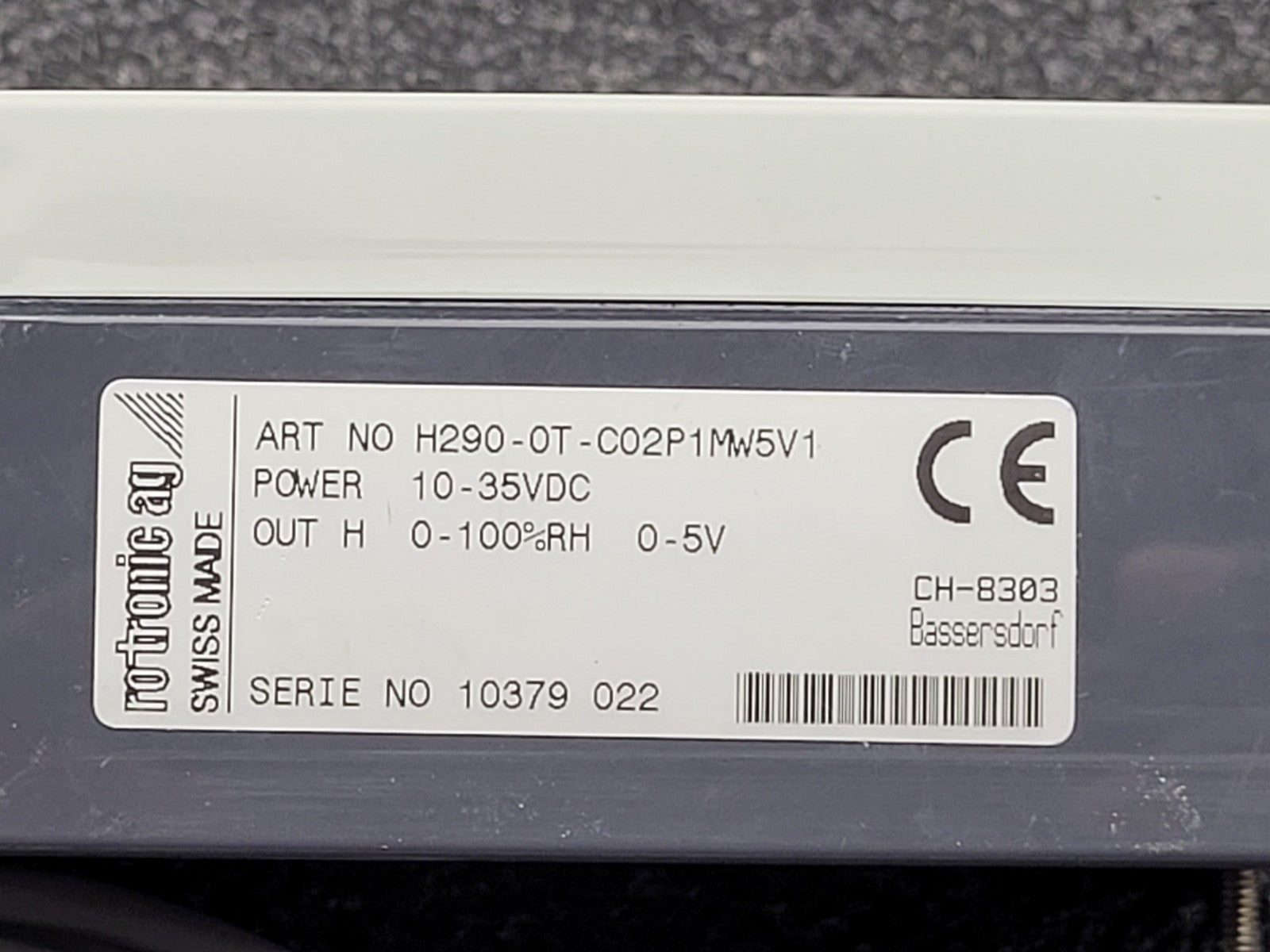 Rotronic Hygromer H290-0T-C02P1MW5V1 10-35VDC 0-100%RH