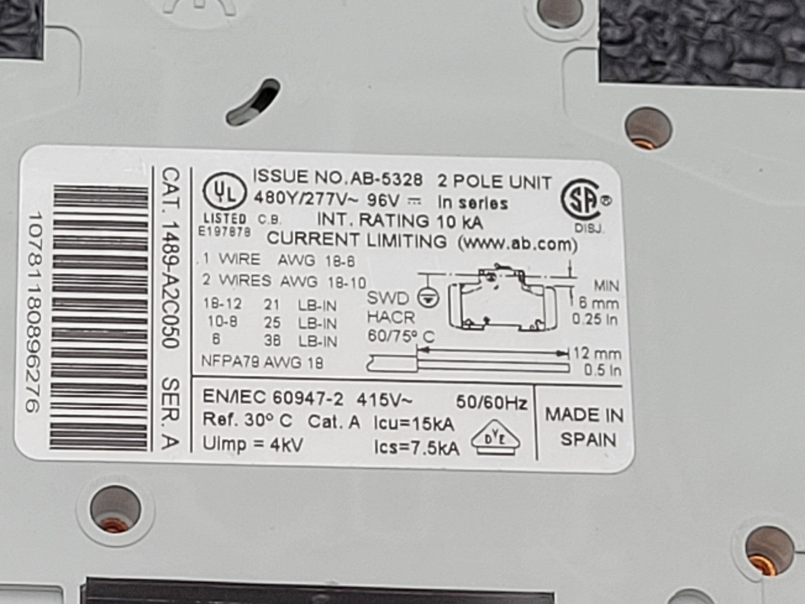18x NEW Allen Bradley 1489-M1C050 M1C030 Circuit Breaker 1+2 Pole 3A 5A 10A