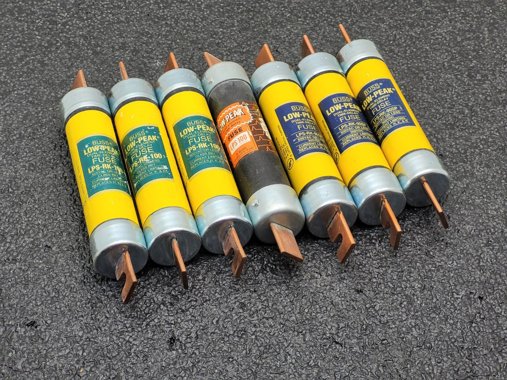 Lot of 7 Bussmann Low Peak LPS-RK- 90 ,LPS-RK-100 Fuses.