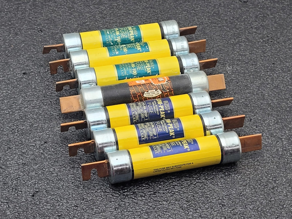 Lot of 7 Bussmann Low Peak LPS-RK- 90 ,LPS-RK-100 Fuses.